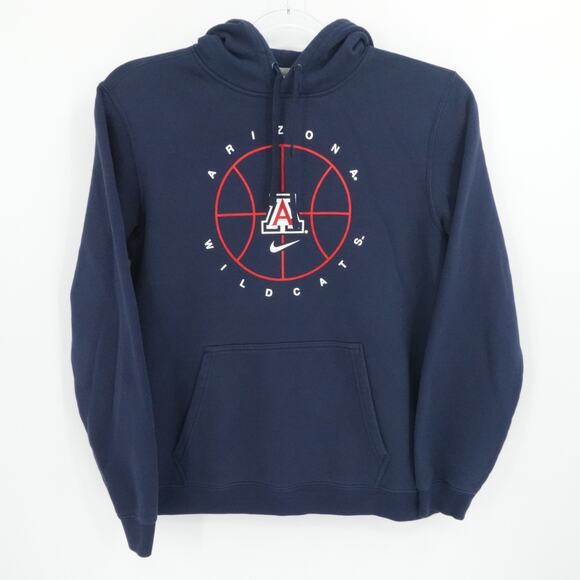 Arizona Wildcats Sweatshirt Mens Medium Blue Nike Swoosh Hoodie Basketball Logo - Picture 1 of 12